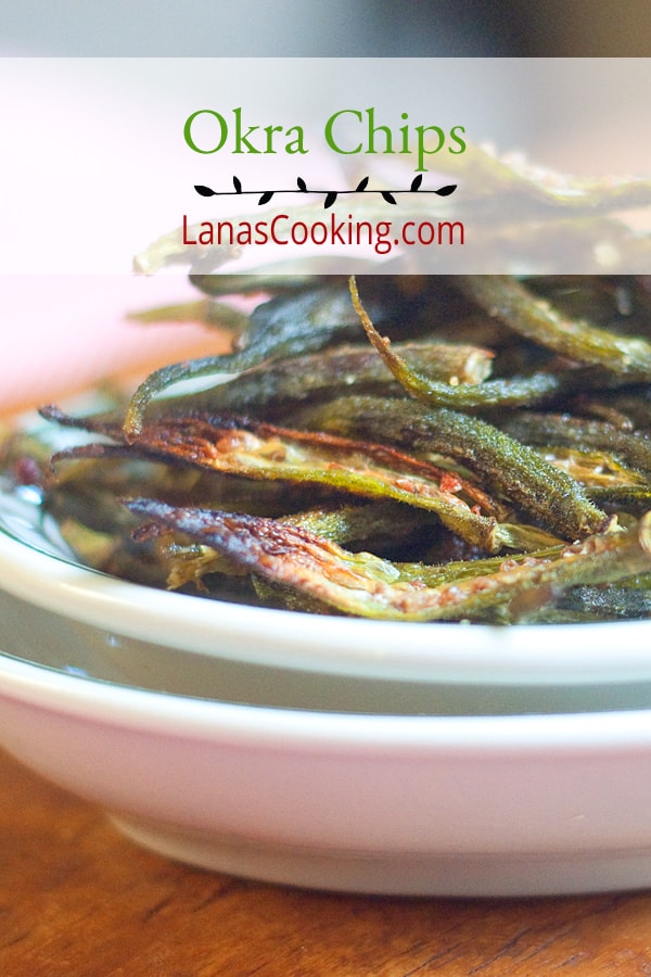 Crispy, salty, and delicious - homemade okra chips baked in the oven until light and crunchy. Great alternative to potato chips. https://www.lanascooking.com/okra-chips/