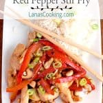 Cashew Chicken and Red Pepper Stir Fry - a quick cashew chicken stir fry that goes from prep to your table in under 30 minutes. https://www.lanascooking.com/cashew-chicken-stir-fry-with-red-peppers/