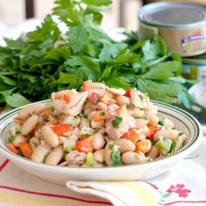 This cannellini (white kidney) bean and tuna salad is a great change of pace from the usual mayonnaise-based version. Enjoy it any time of year! https://www.lanascooking.com/cannellini-bean-and-tuna-salad/