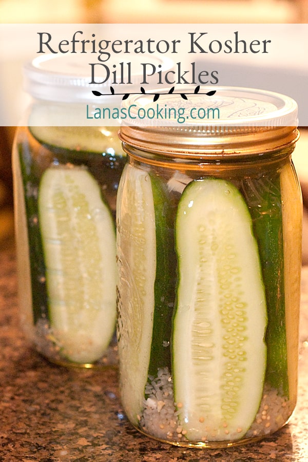 Refrigerator Kosher Dill Pickles - this recipe is a copycat of the kosher dills you'll find in the refrigerator case at your grocery store. https://www.lanascooking.com/refrigerator-kosher-dill-pickles/