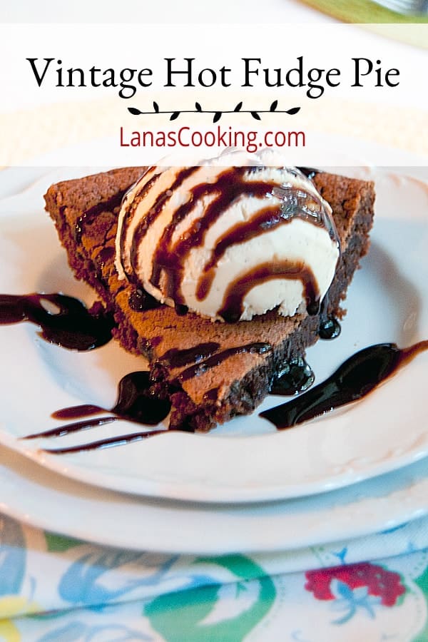This Vintage Hot Fudge Pie is a cross between a brownie and a cookie. A real old-fashioned treat that's perfect for chocolate lovers of all ages! https://www.lanascooking.com/vintage-hot-fudge-pie/