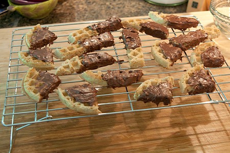 Place dipped waffle sticks on a wire rack to set