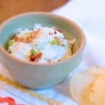 Bacon and Blue Cheese Dip - a great combination of cheeses with sour cream, onions, and bacon. Perfect for tailgate parties or just because it's Tuesday. https://www.lanascooking.com/bacon-blue-cheese-dip/