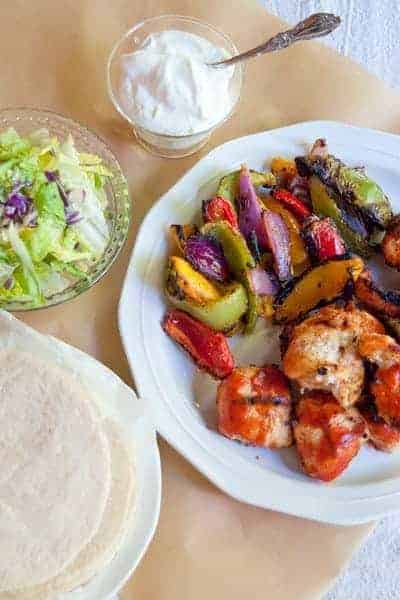 grilled chicken skewer fajitas