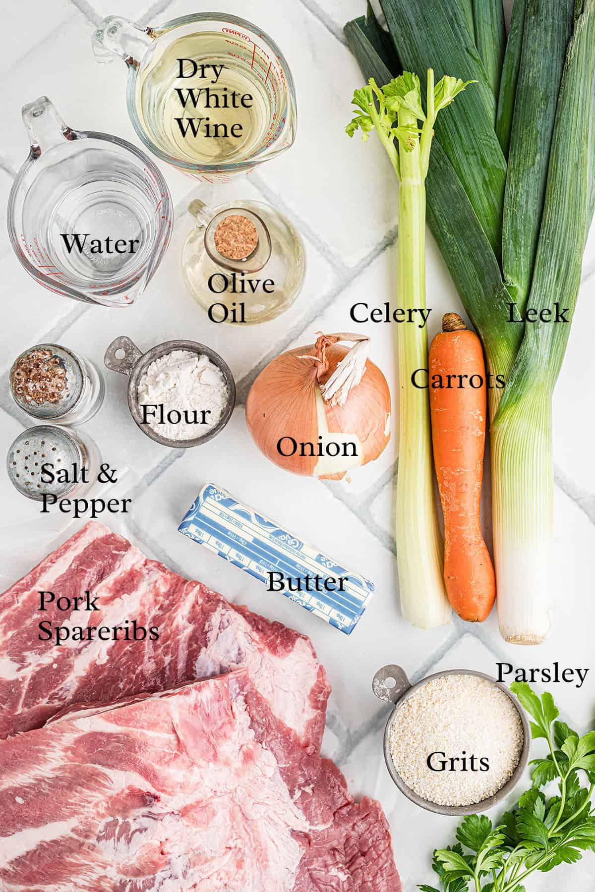 All the ingredients needed to make the recipe.