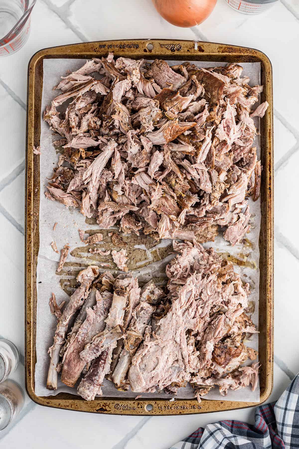 Meat shredded from the ribs.