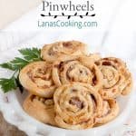 Prosciutto Ricotta Pinwheels - use purchased crescent rolls to make these quick and easy party appetizers with the flavors of Italy! https://www.lanascooking.com/prosciutto-ricotta-pinwheels/