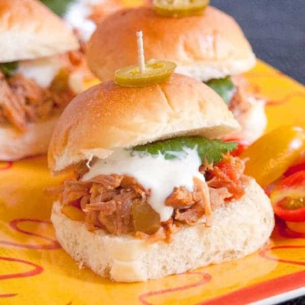 southwest pulled pork sliders from the slow cooker