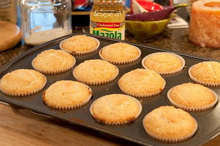 Cupcakes cooling after baking.