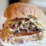 Asian Style Barbecue Chicken Sandwich - chicken breasts are marinated with Asian flavors, then grilled and topped with an Asian style coleslaw. https://www.lanascooking.com/asian-style-barbecue-chicken-sandwich/