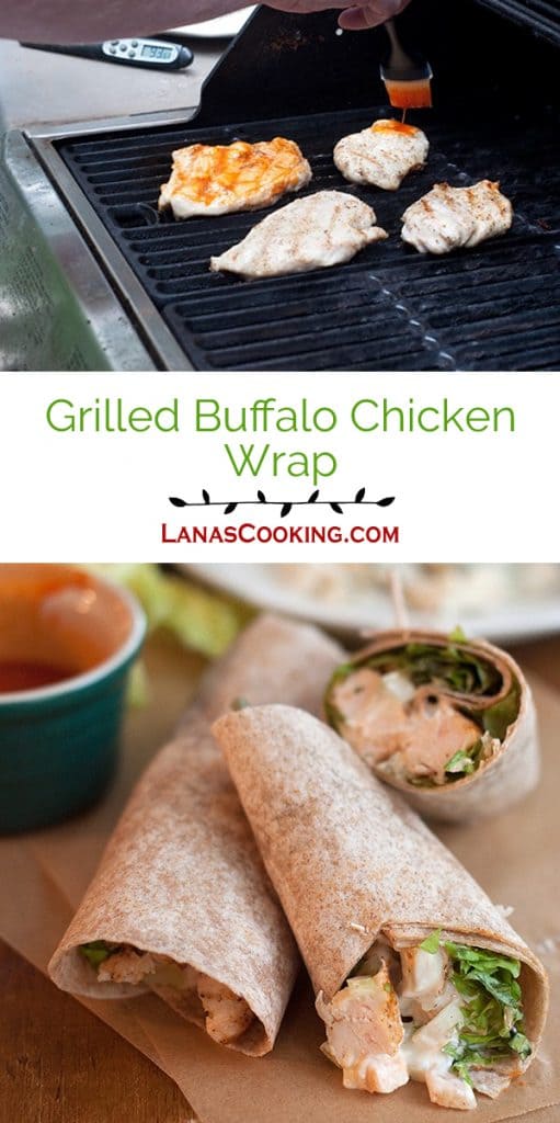All the components of Buffalo wings in one nice, neat whole wheat wrap. https://www.lanascooking.com/grilled-buffalo-chicken-wrap/