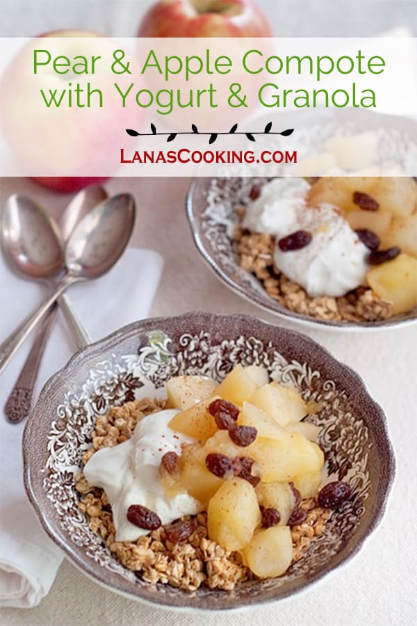 Tired of oatmeal? Try this Pear & Apple Compote with Yogurt and Granola for a change. https://www.lanascooking.com/pear-apple-com…yogurt-granola/