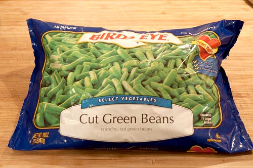 A package of frozen green beans.