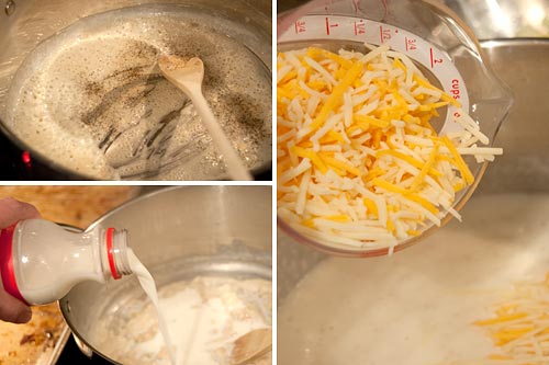 Make cheese sauce for Potato Leek Bacon au Gratin