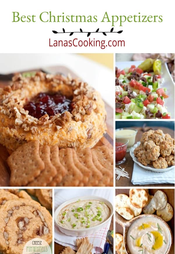 Photo collage of Christmas appetizer recipes.