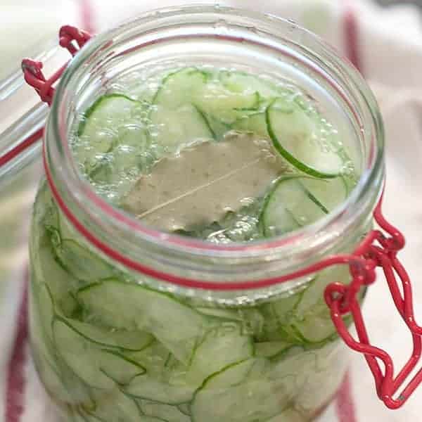 These Quick Pickled Cucumbers are a light accompaniment to winter comfort food. Their sweet-tart crunchiness is a great counterpoint to heavier dishes. https://www.lanascooking.com/quick-pickled-cucumbers/