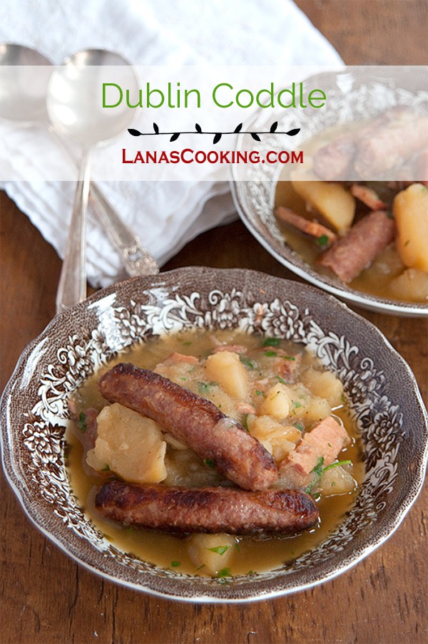Dublin Coddle - a stew of onions, potatoes, sausages, and bacon - for St. Patrick's Day. https://www.lanascooking.com/dublin-coddle/
