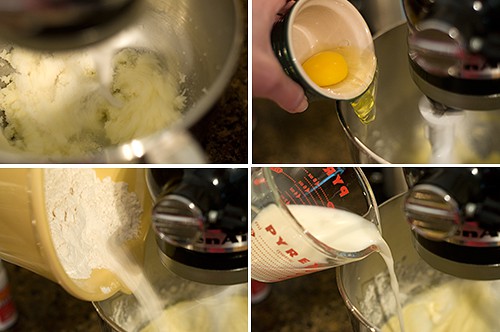 Mixing ingredients for Lemon Raspberry Bread