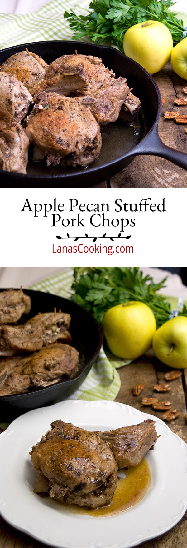 Use some of fall's bounty to make these Apple Pecan Stuffed Pork Chops. Perfect for company or family weekend dinner.  https://www.lanascooking.com/apple-pecan-stuffed-pork-chops/