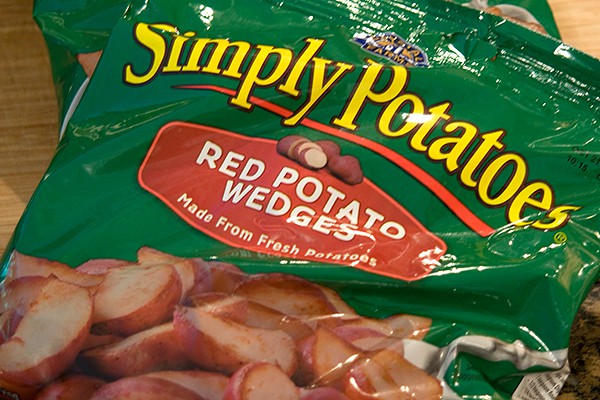 A package of red potato wedges.