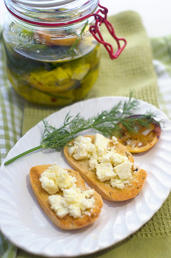 Marinated Feta with Roasted Lemon and Dill from Never Enough Thyme