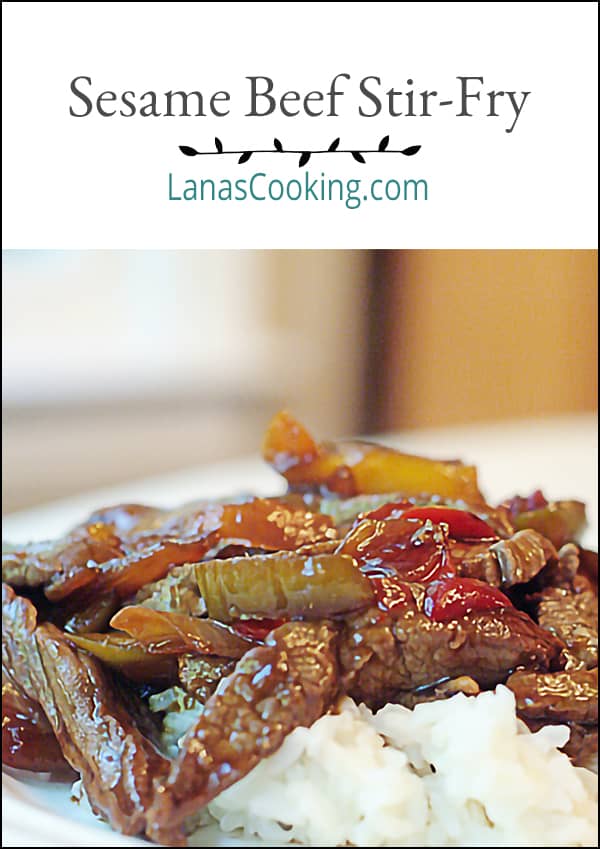 Sesame Beef Stir-Fry - a beef stir-fry with mixed vegetables seasoned with sesame oil. Serve over rice for an easy weeknight dinner. https://www.lanascooking.com/sesame-beef-stir-fry/