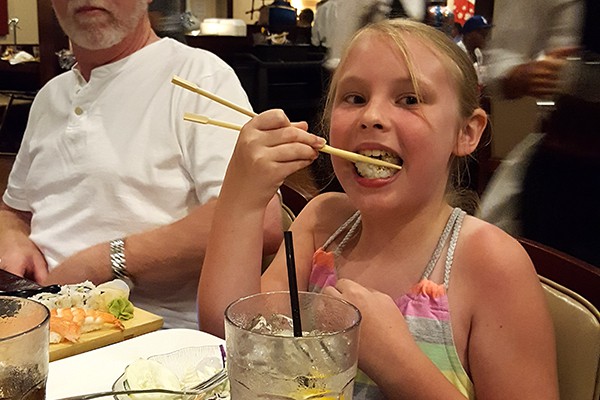 The youngest showing off her mad chopstick skills! https://www.lanascooking.com/myrtle-beach