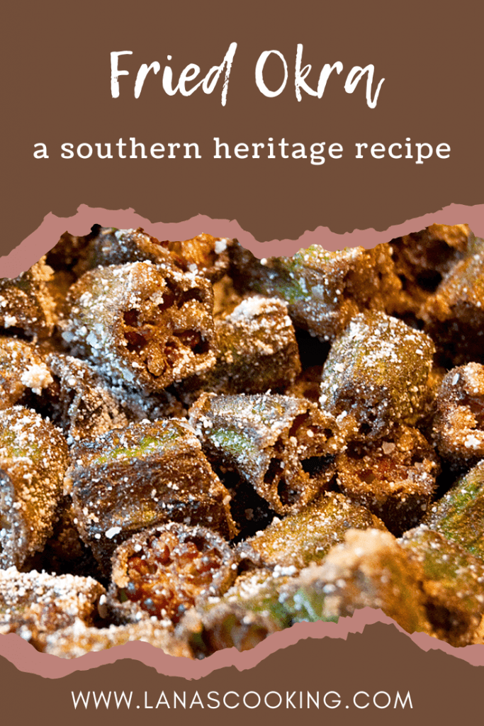 Fried Okra - a deep South favorite! Tender okra dredged in finely ground white cornmeal and fried to a crispy, golden brown. https://www.lanascooking.com/fried-okra/