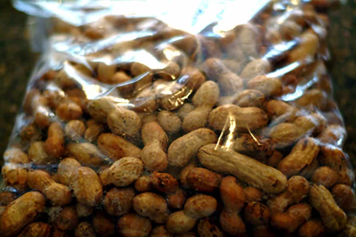 peanuts_raw Green peanuts in a plastic bag.