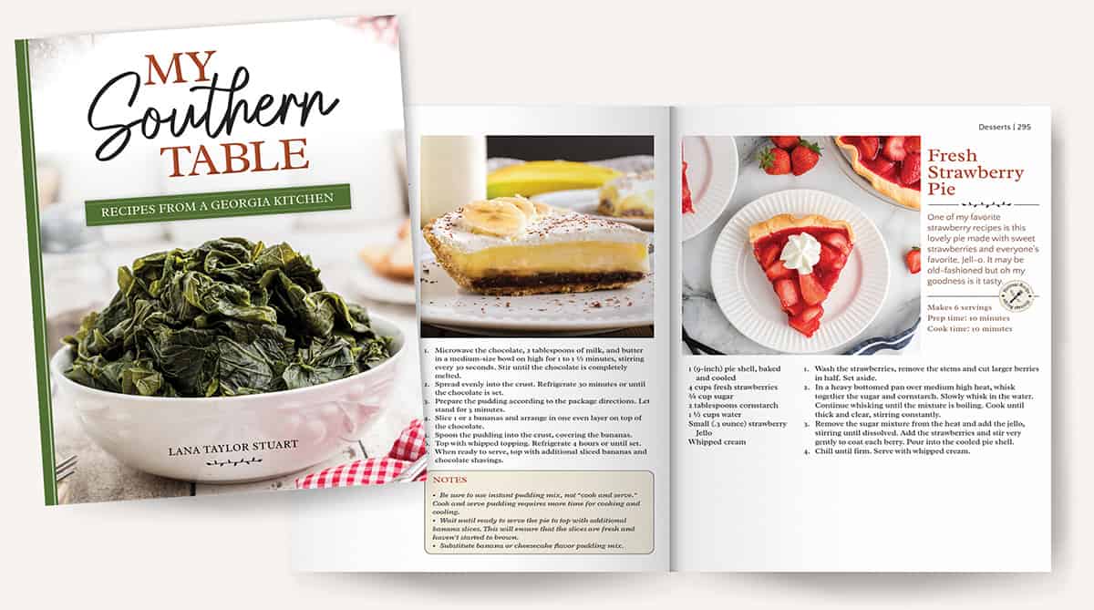 Mockup of My Southern Table cookbook page 295.