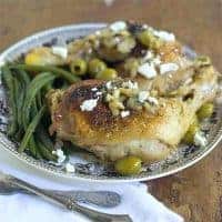 Lemon, ripe green olives, garlic, and oregano combine in a flavorful Mediterranean sauce for this Lemon Olive Chicken. https://www.lanascooking.com/lemon-olive-chicken/