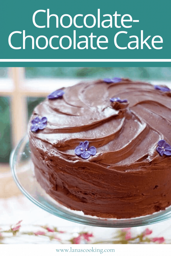 Chocolate-Chocolate Cake - light chocolately cake layers with a luscious, rich cocoa frosting. A chocolate lover's dream dessert. https://www.lanascooking.com/chocolate-chocolate-cake/