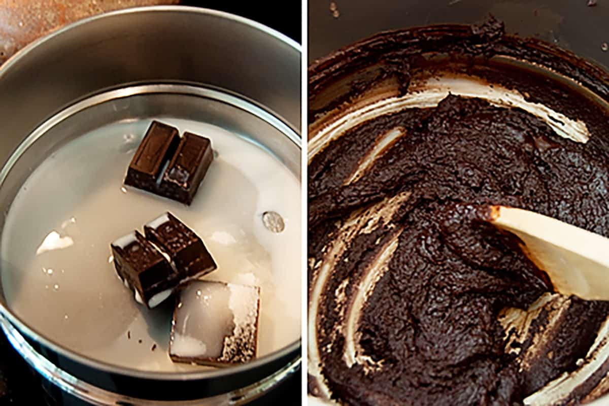 Melting chocolate in a double boiler.