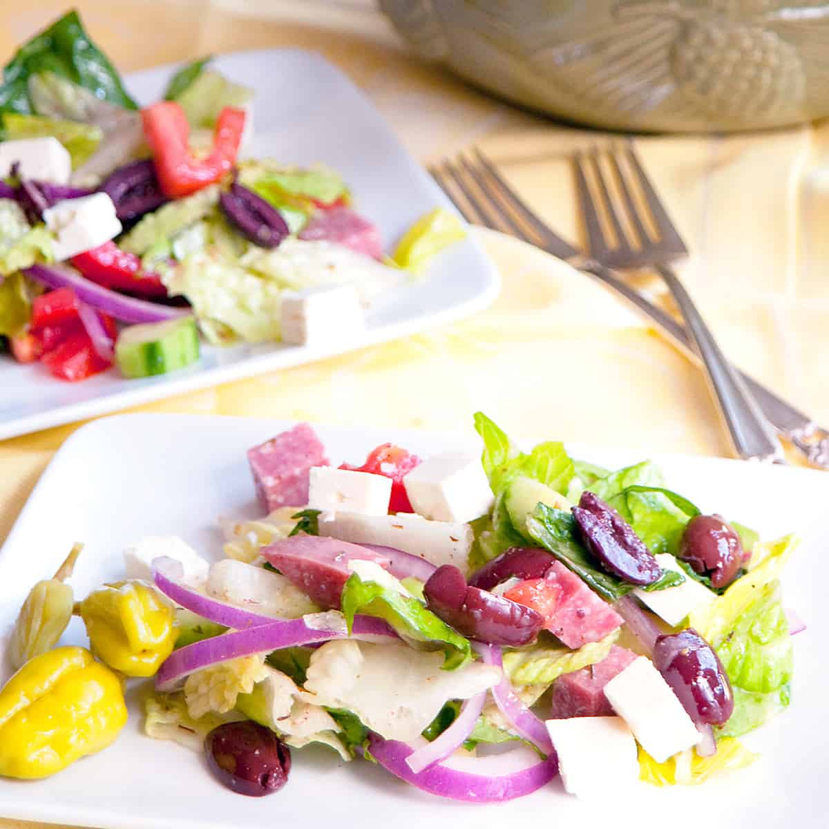 My Favorite Greek Salad with Salami | Never Enough Thyme