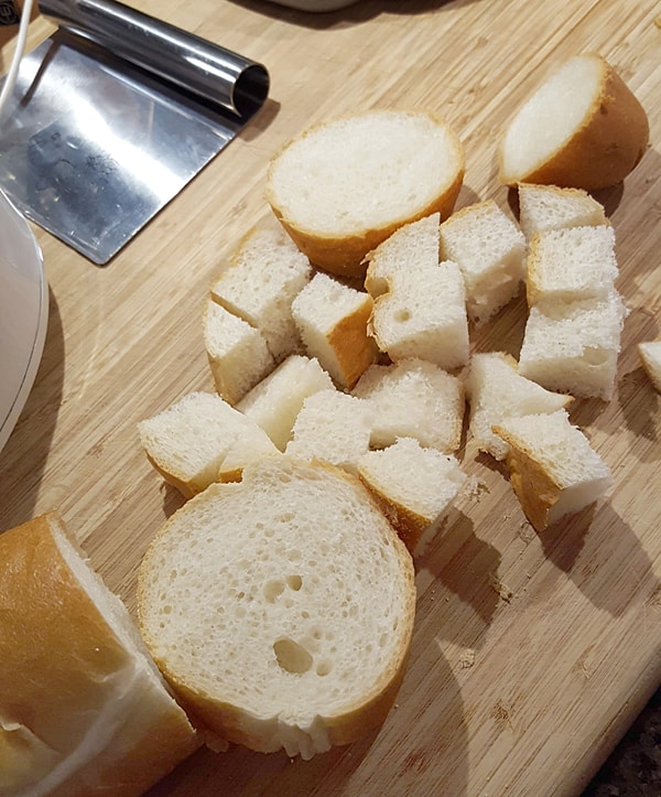 Bread cut into one-inch cubes.