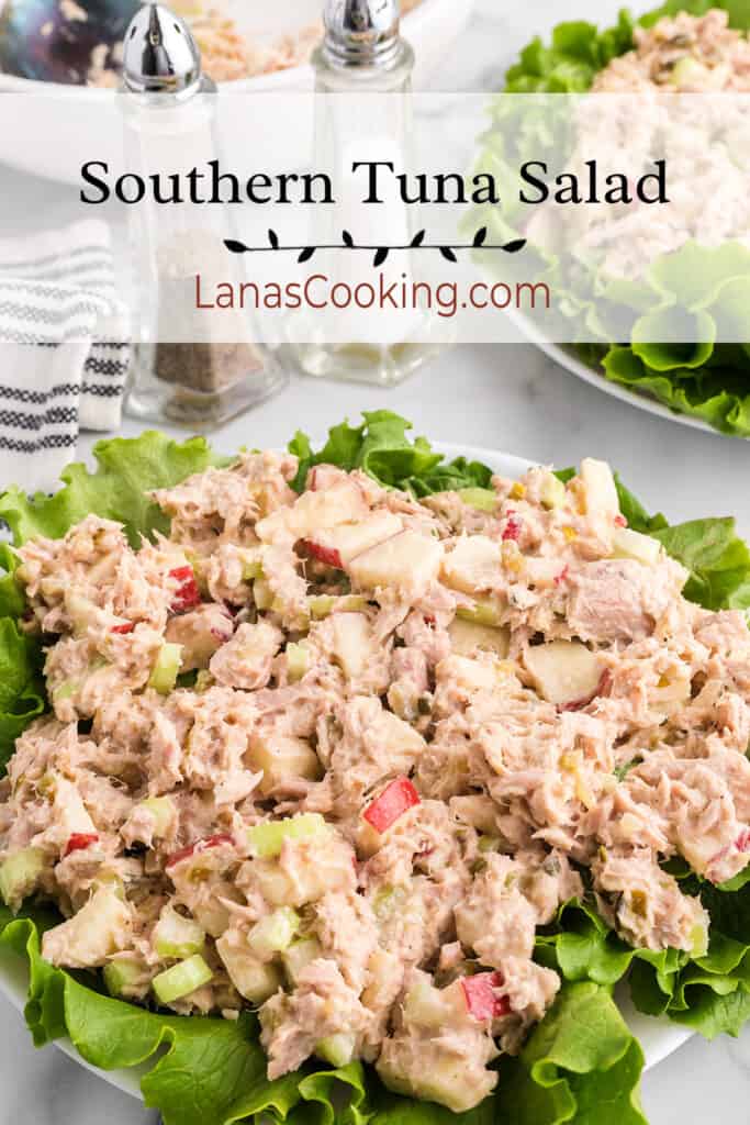 Tuna salad on a bed of lettuce.