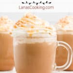 Caramel mocha latte in a glass cup.