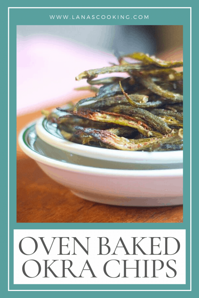 Crispy, salty, and delicious - homemade baked okra chips are roasted until light and crunchy. Great alternative to potato chips. https://www.lanascooking.com/okra-chips/