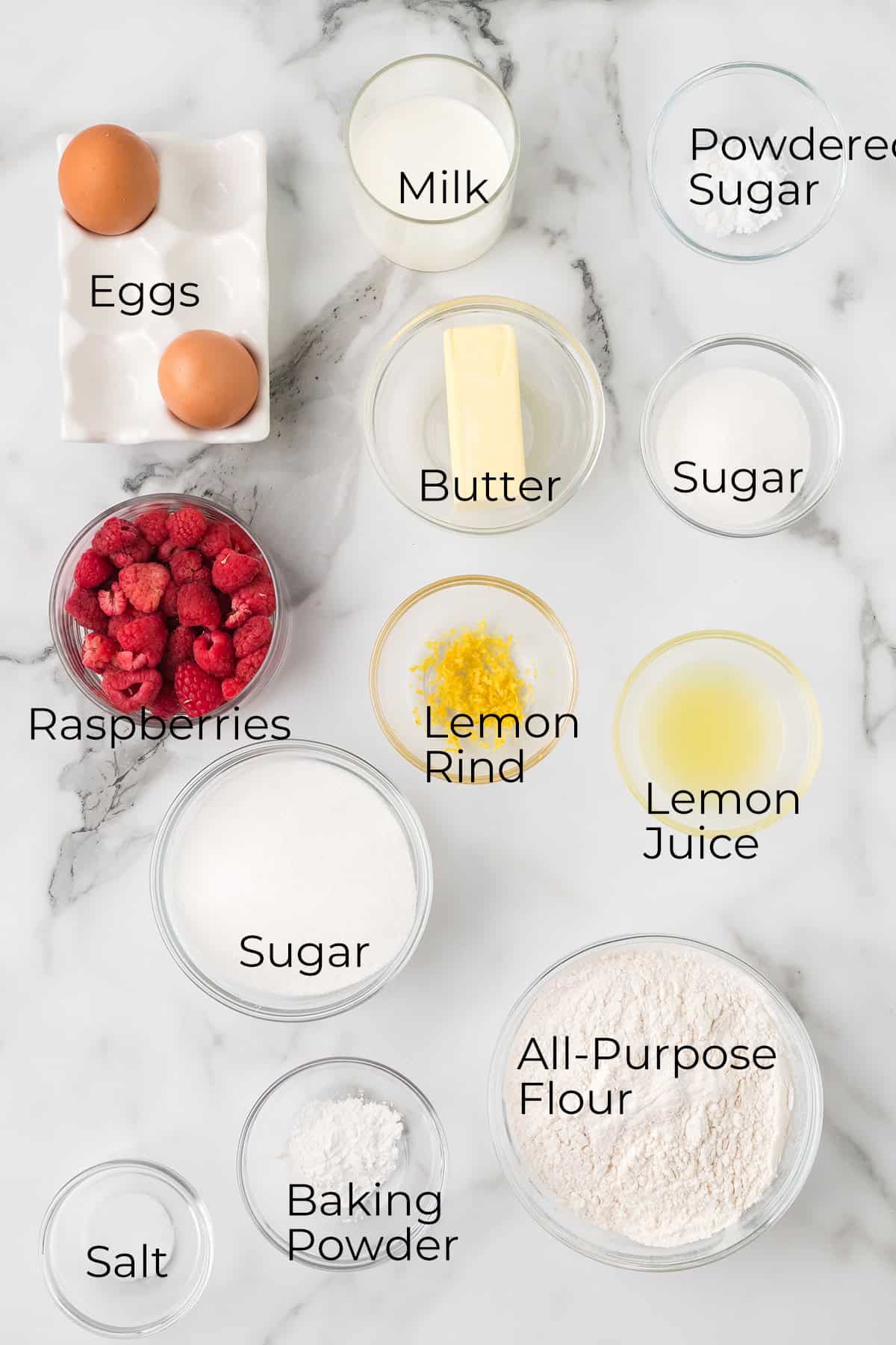 All ingredients needed to make the recipe.
