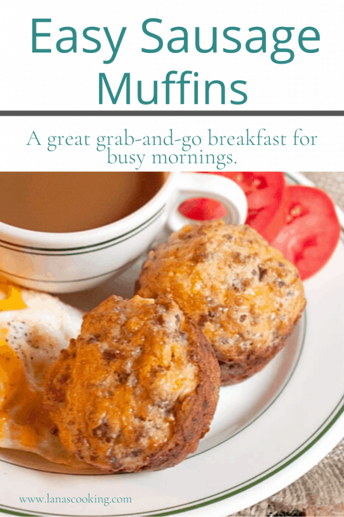 Easy Sausage Muffins - savory sausage muffins with eggs and cheddar cheese. Great grab-and-go breakfast for busy mornings. https://www.lanascooking.com/easy-sausage-muffins/