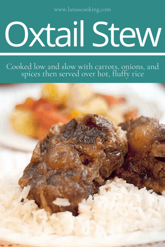 My Oxtail Stew is cooked low and slow with carrots, onions, and spices then served over hot, fluffy rice. https://www.lanascooking.com/oxtail-stew