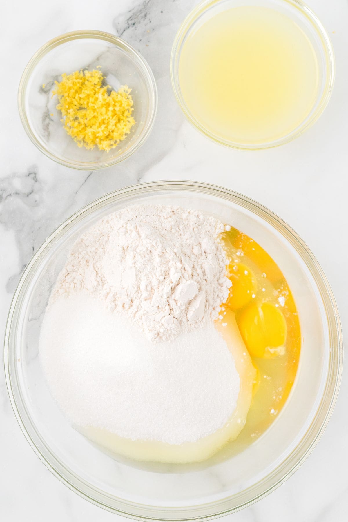 Filling ingredients in a mixing bowl.
