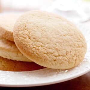 Old Fashioned Southern Tea Cakes on a white serving plate.