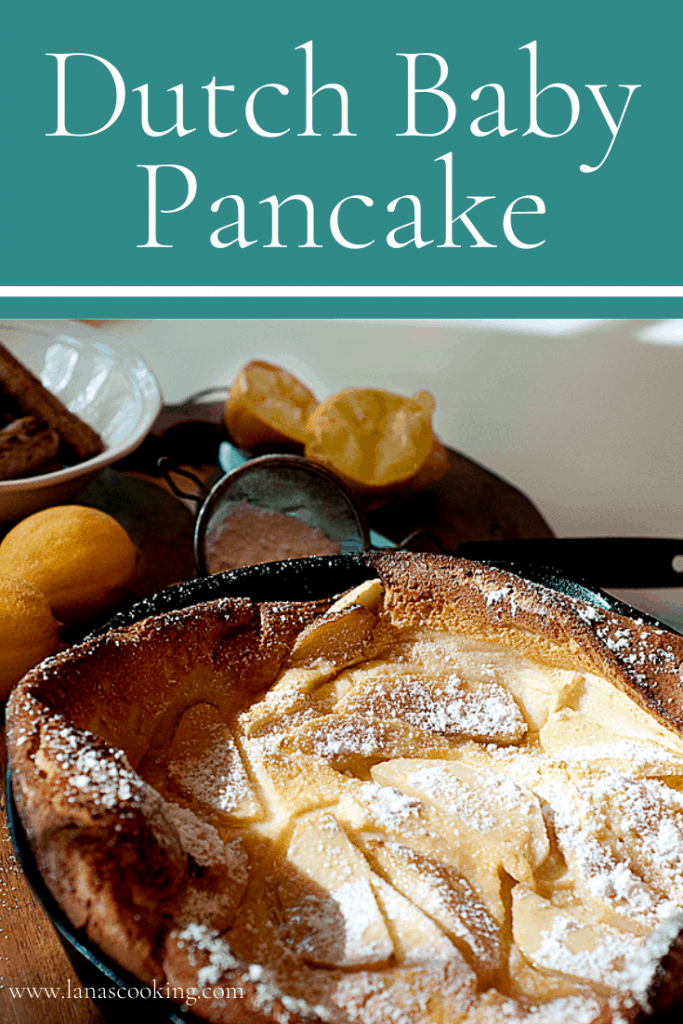 A light fluffy Dutch baby is simply a big pancake cooked in the oven! Topped with lemon juice and powdered sugar, this breakfast treat is delicious. https://www.lanascooking.com/dutch-baby/
