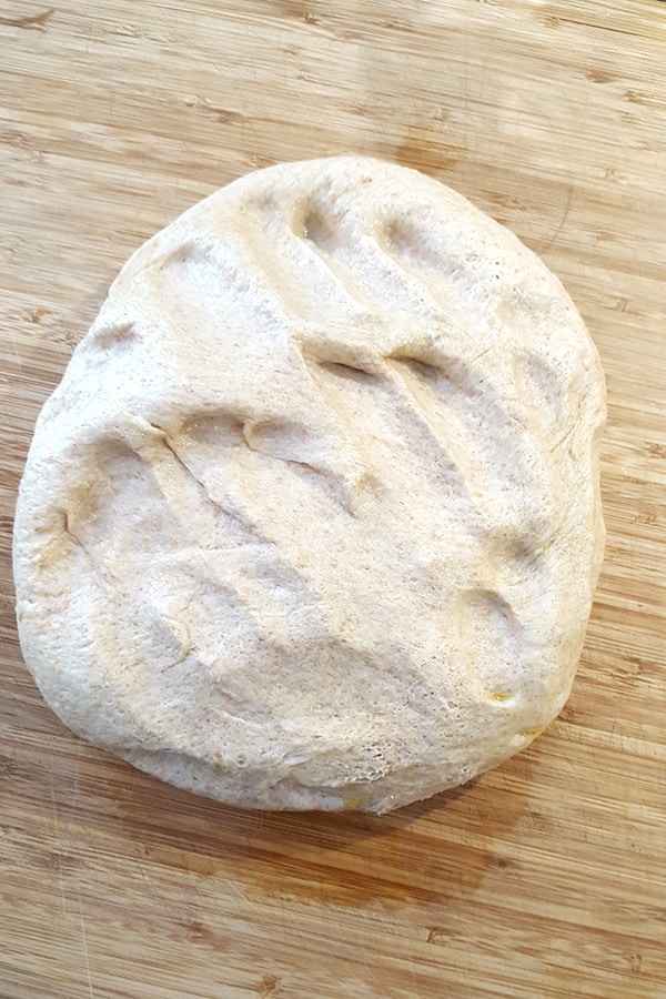 Dough turned out and deflated after rising.