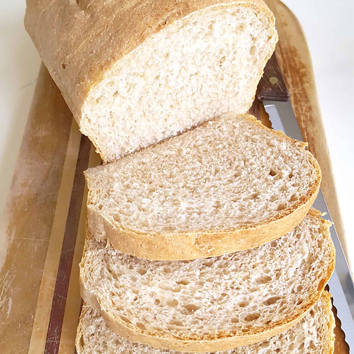 My Easy Homemade Bread Recipe can be made with all unbleached bread flour for a traditional white loaf or a mixture of white and whole wheat. https://www.lanascooking.com/easy-homemade-bread-recipe/