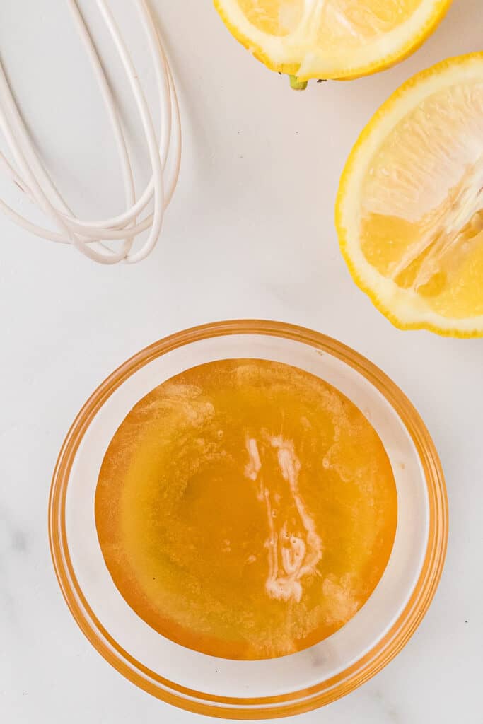 Lemon-honey mixture in a glass bowl.