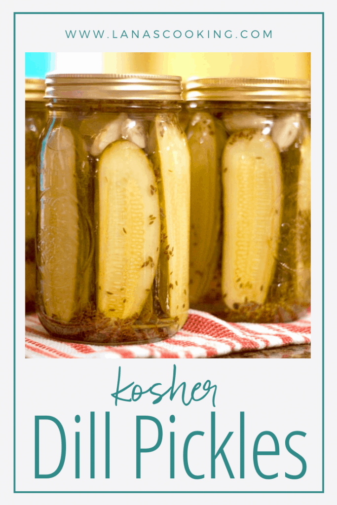 Our family's Favorite Kosher Dill Pickles - Homemade with fresh cucumbers, dill, and garlic. Tested and approved safe canning recipe for shelf stable storage. https://www.lanascooking.com/favorite-kosher-dills/