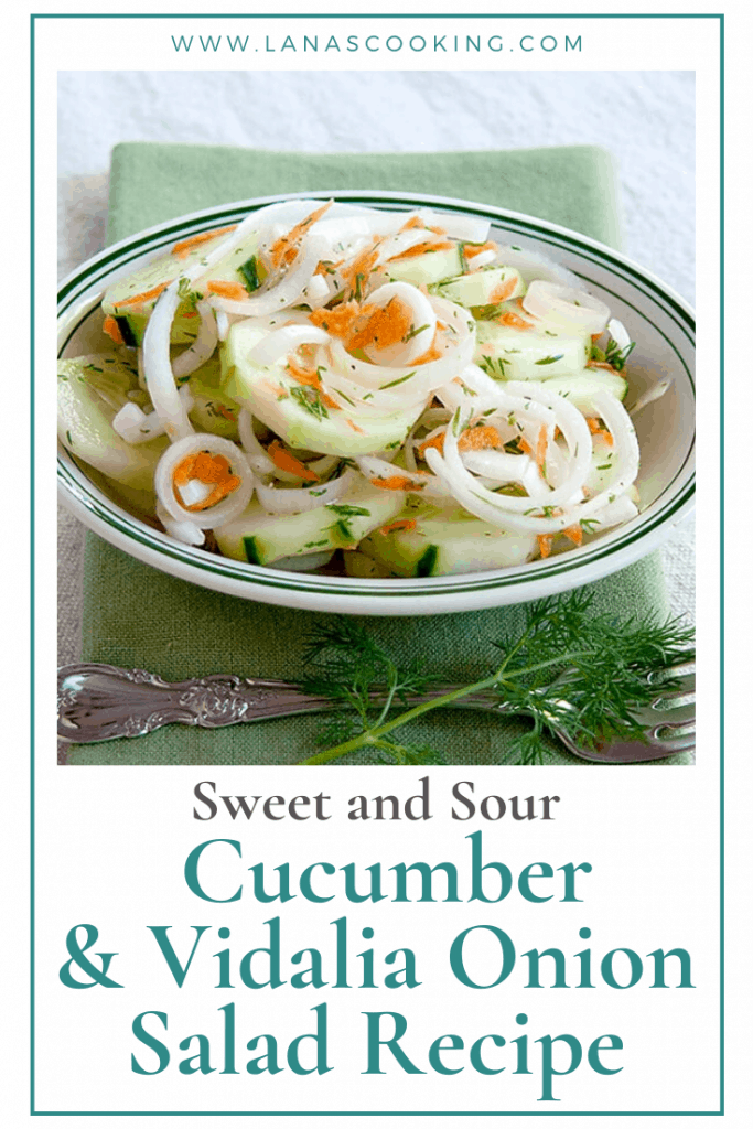 Sweet and Sour Cucumber and Vidalia Onion Salad - This cucumber and Vidalia onion salad is light, refreshing, and perfect for springtime. https://www.lanascooking.com/sweet-and-sour-cucumber-and-vidalia-onion-salad/
