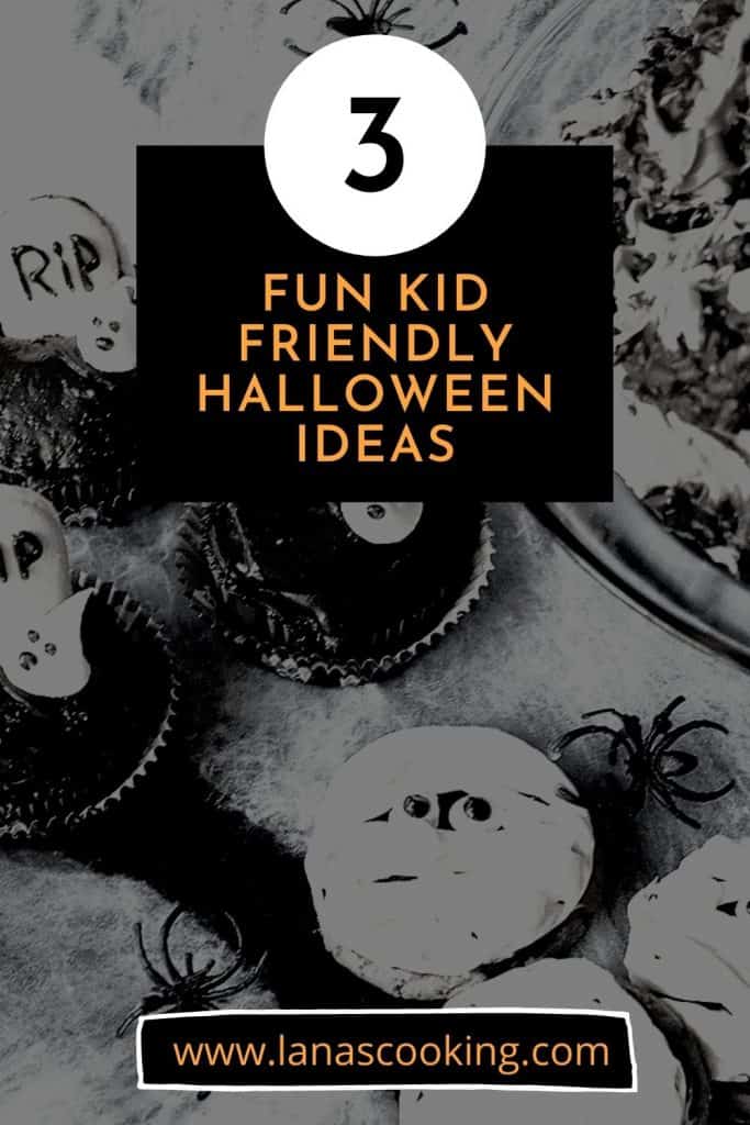 Halloween treats on a spiderweb background with text overlay for pinning